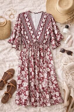 NWT BloomChic Women's Floral Boho Dress Flutter Sleeve Cottagecore Size 22 (3X)